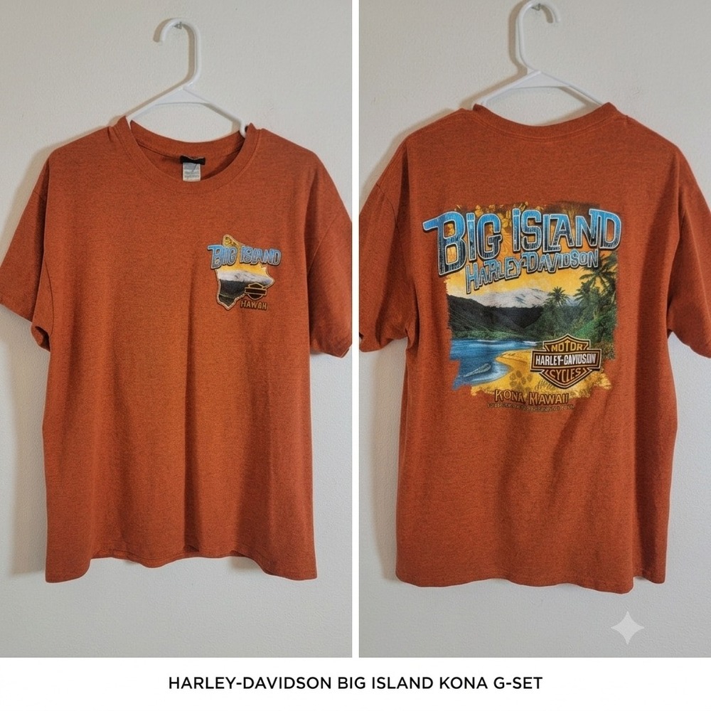 Harley Davidson Big Island Kona Hawaii Mens Orange Heather T-Shirt XL SL Graphic